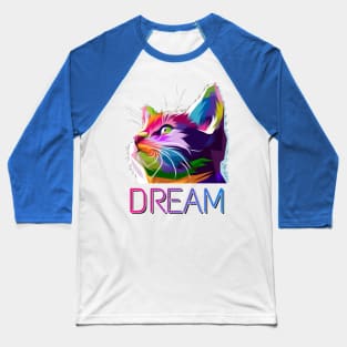 Colorful Cat Dreams Baseball T-Shirt